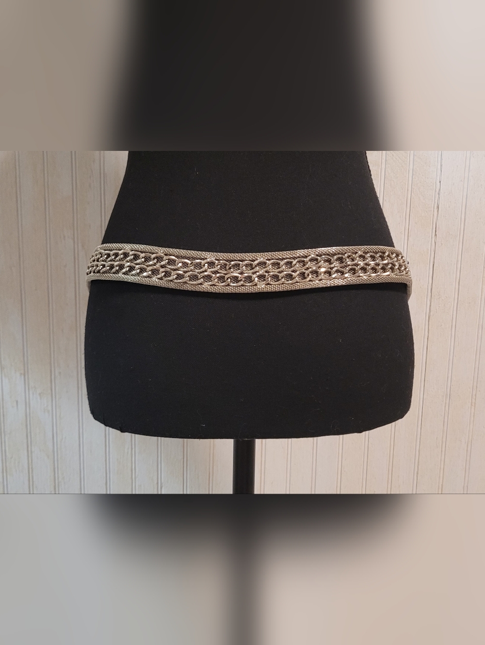 Rare Vintage 80s 90s Silver Mesh Statement Belt - Heavy Metal - L - Picture 2 of 10